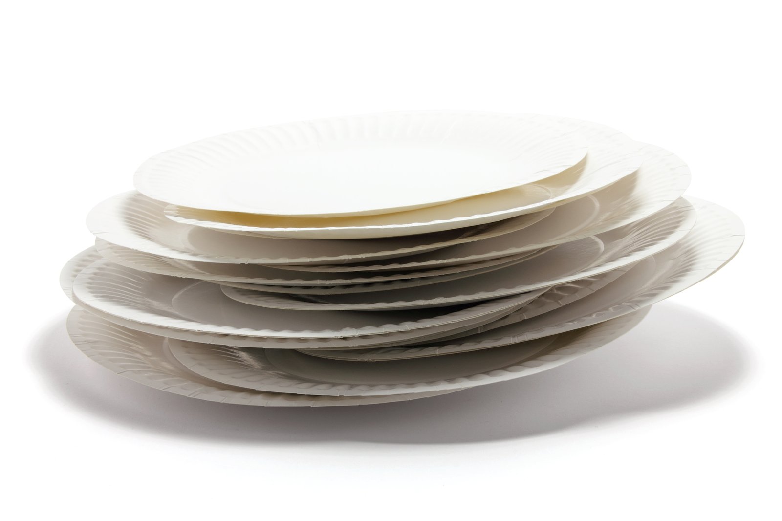 Stack of Paper Plates on White Background